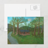 Blockhütte und Bäume Postkarte (Vorne/Hinten)