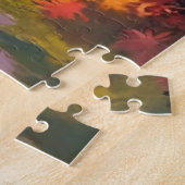 Blockhütte | Wasserfarben Herbstlaub Wald Puzzle (Seite)
