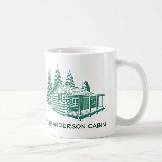 Blockhütte Woods Custom Text Tasse (Rechts)