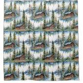 Blockhütten im Wald Nature Lover Duschvorhang (Vorderseite)