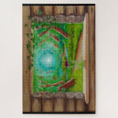 Blockhüttenfenster Puzzle (Vertikal)