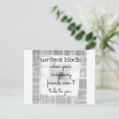 Blockieren von Writern Postkarte (Stehend Vorderseite)