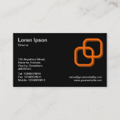 Blockierquadrate 3d - Orange auf schwarz Visitenkarte (Rückseite)