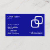 Blockierquadrate 3d - Weiß auf Blau 000099 Visitenkarte (Rückseite)