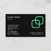 Blockierquadrate - Minzgrün auf schwarz Visitenkarte (Rückseite)