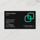 Blockierquadrate - Türkisblau auf schwarz Visitenkarte (Rückseite)