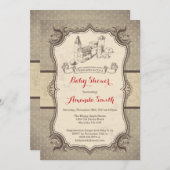 Blockiert Babydusche Einladung Vintag Retro (Vorne/Hinten)