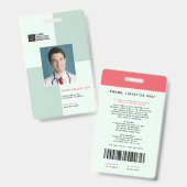 Blockiert medizinisches Personal ID + Strichcode|  Ausweis (Vorder- & Rückseite)