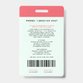 Blockiert medizinisches Personal ID + Strichcode|  Ausweis (Rückseite)