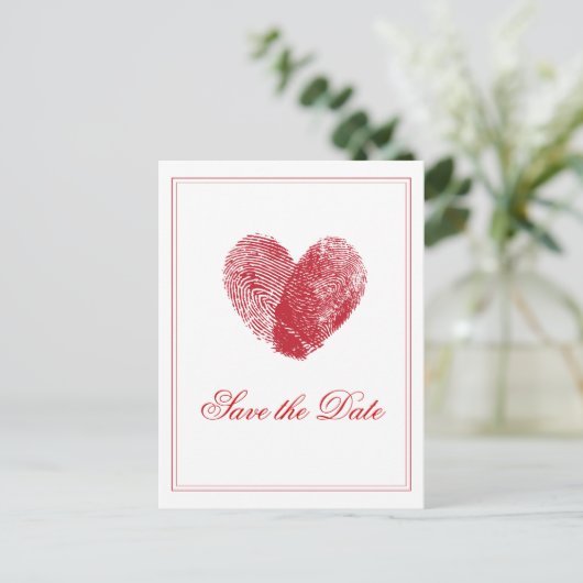 Blockierte Fingerabdrücke Save the Date Postkarte (Stehend Vorderseite)