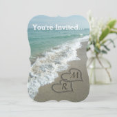 Blockierte Herzen am Strand Einladung (Stehend Vorderseite)