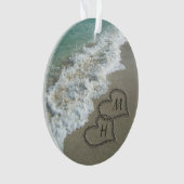 Blockierte Herzen am Strand Ornament (Vorderseite)