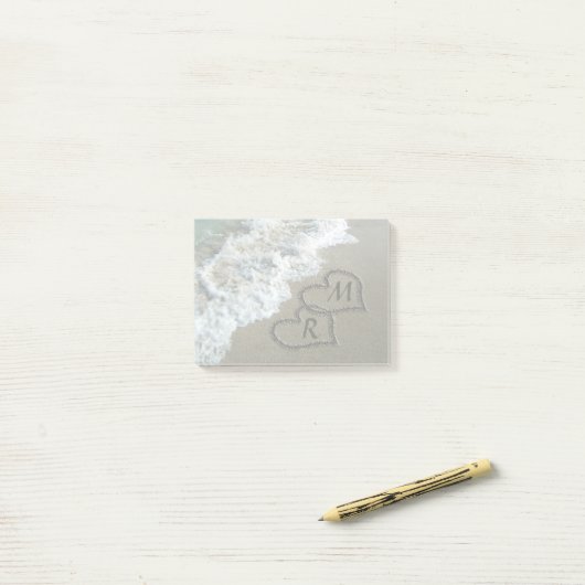 Blockierte Herzen am Strand Post-it Klebezettel (Auf Schreibtisch)