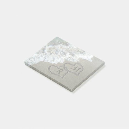 Blockierte Herzen am Strand Post-it Klebezettel (angewinkelt)