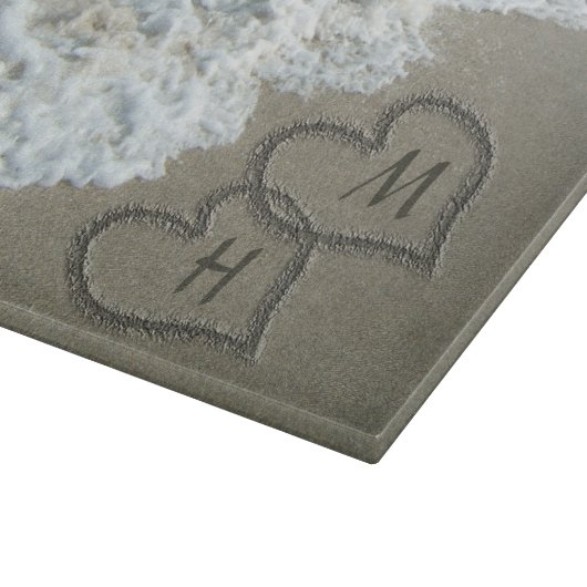 Blockierte Herzen am Strand Schneidebrett (Ecke)