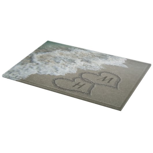 Blockierte Herzen am Strand Schneidebrett (Ecke)