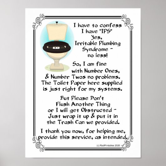 Blockierte Toilettensignatur, Spülen Sie sonst nic Poster (Vorne)