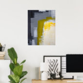 'Blockiertes Party' Graue und gelbe Abstrakte Kuns Poster (Heimbüro)