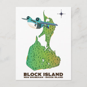 Blockinsel New Shoreha, Insel Rhode Postkarte