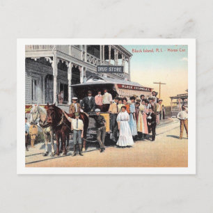 Blockinsel, Rhode Island, Trolley View Vintag Postkarte