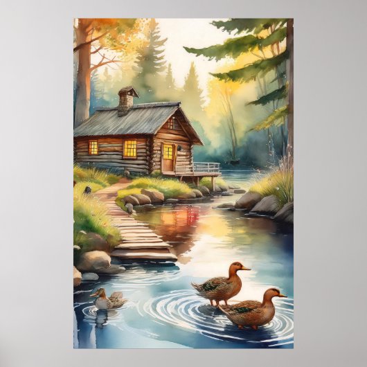 Blockkabine auf Fluss 1 Poster (Vorne)