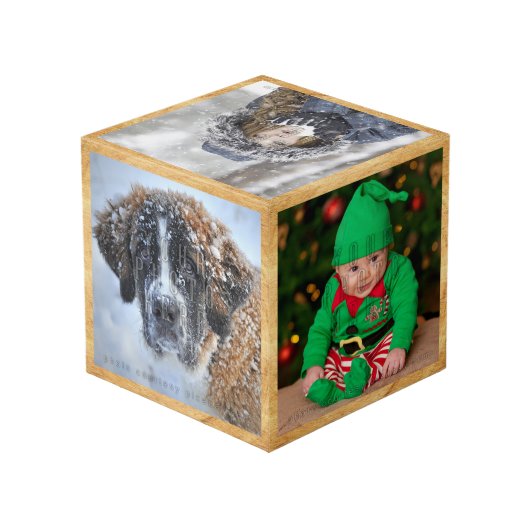 Blockkabine Personalisierte Imitate Holz Vintag Würfel (Rückseite Schrägansicht)