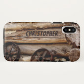 Blockkabine und Wagenrad, Name, Case-Mate iPhone Hülle (Rückseite (Horizontal))