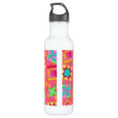 Blockkunst für Red Coral Quilt Trinkflasche (Rückseite)