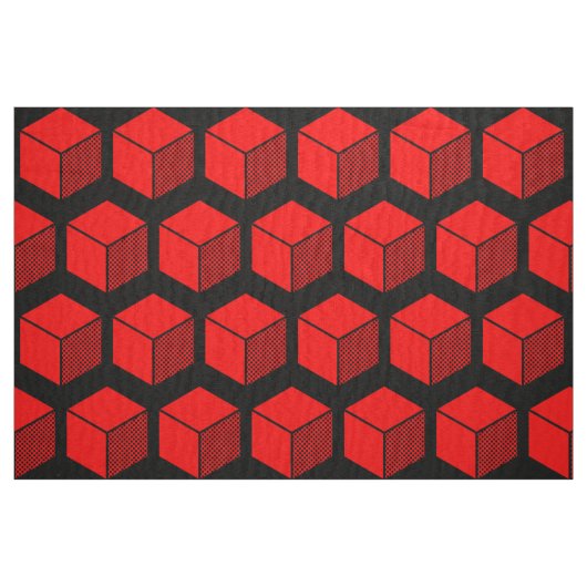 Blockmuster 02 - Rot auf Schwarz Stoff (Fat Quarter (45,7 x 55,9 cm))