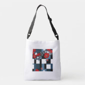 Blockmuster der roten Blume - Crossbody-Beutel Tragetaschen Mit Langen Trägern (Rückseite)