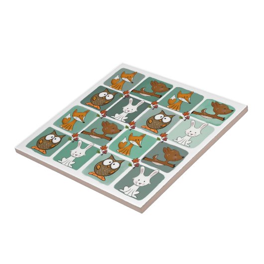 Blockmuster für Waldtiere Fliese (Seite)
