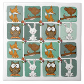 Blockmuster für Waldtiere Fliese (Vorderseite)