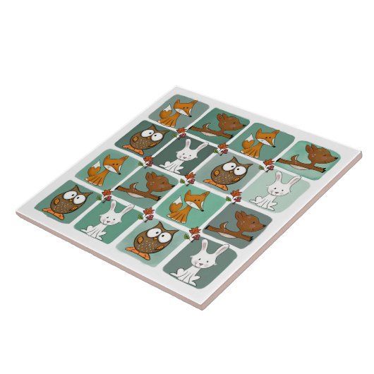 Blockmuster für Waldtiere Fliese (Seite)