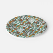 Blockmuster für Waldtiere Pappteller (Schrägansicht)