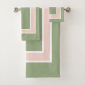 Blockmuster Grün und Rosa setzen Badhandtuch Set (Insitu)