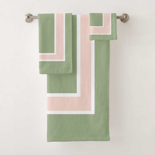 Blockmuster Grün und Rosa setzen Badhandtuch Set (Insitu)