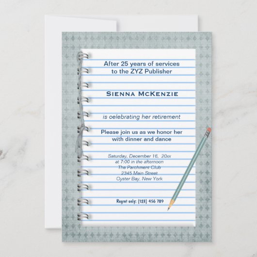 Blocknotiz - Rückgabe Einladung (Vorderseite)