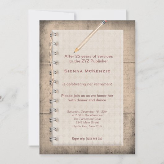 Blocknotiz - Rückgabe Einladung (Vorderseite)