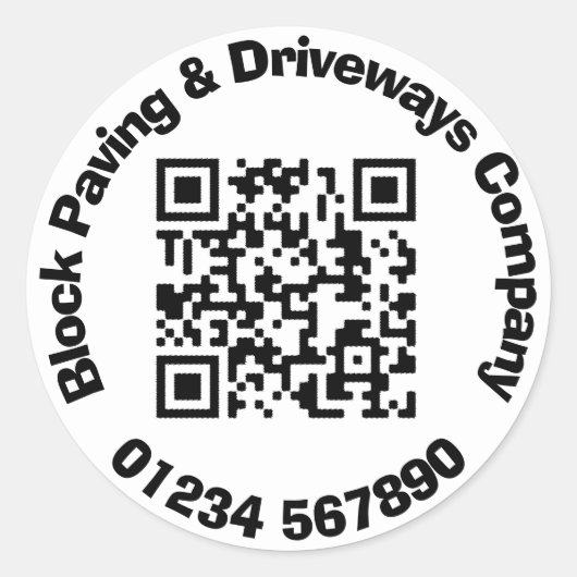 Blockpaarungs- und Driveways-Workers mit QR-Code C Runder Aufkleber (Vorderseite)