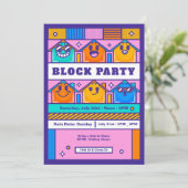 Blockparty-Häuser Einladung (Stehend Vorderseite)