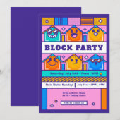 Blockparty-Häuser Einladung (Vorne/Hinten)