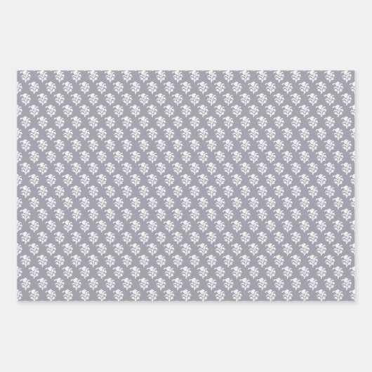 Blockprint inspiriert blau geschenkpapier set (Vorderseite 3)