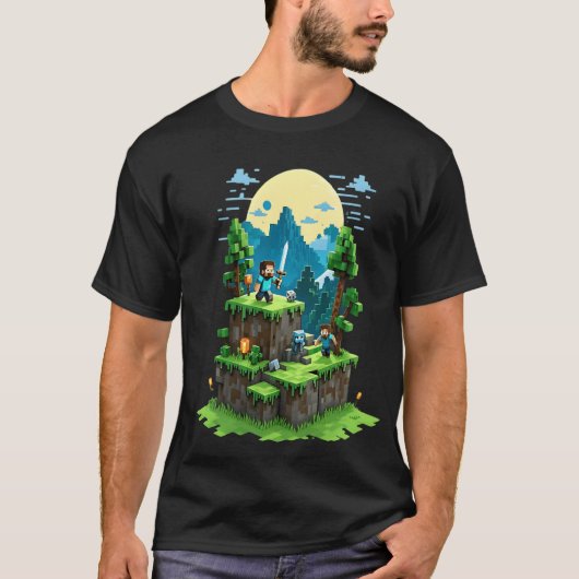 BlockQuest Adventures - Pixel Art Gamer T - Shirt (Vorderseite)