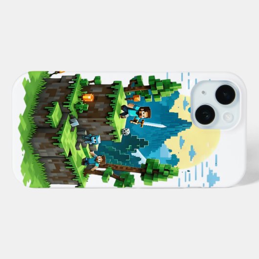 BlockQuest Adventures - Pixel Art iPhone 15 Fall Case-Mate iPhone Hülle (Rückseite (Horizontal))