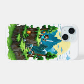BlockQuest Adventures – Pixel Art iPhone 15 Hülle (Rückseite (Horizontal))