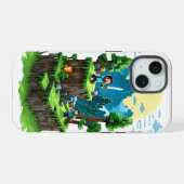 BlockQuest Adventures – Pixel Art iPhone 15 Hülle (Rückseite (Horizontal))