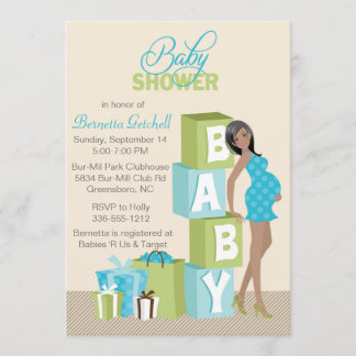 Blocks Baby Shower Einladung Afroamerikanischer Ju
