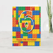 Blocks Happy 6. Geburtstag Karte (Vorderseite)