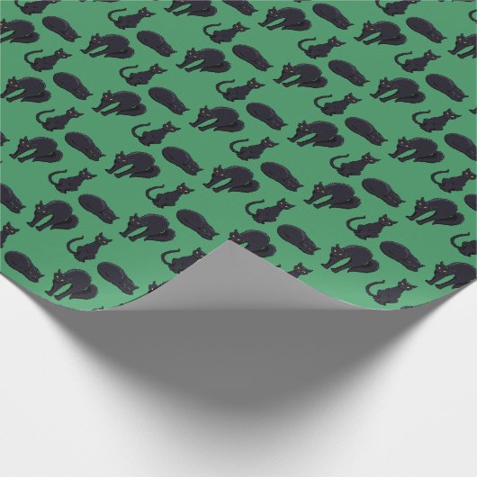 Blockschwarze Katzen Halloween Pixel Art Muster Geschenkpapier (Ecke)