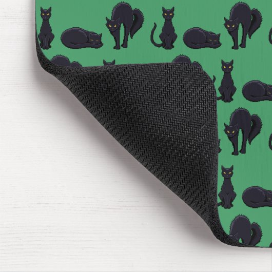 Blockschwarze Katzen Halloween Pixel Art Muster Mousepad (Ecke)